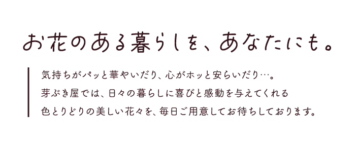 お花のある暮らしを、あなたにも。